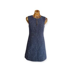 Diane Von Furstenberg DVF  navy sleeveless dress w white speckles Sz 6 small